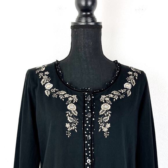 Vintage Top Blouse Floral Embroidered Lace Polka Dot Embellished Cotton Small - Picture 4 of 9